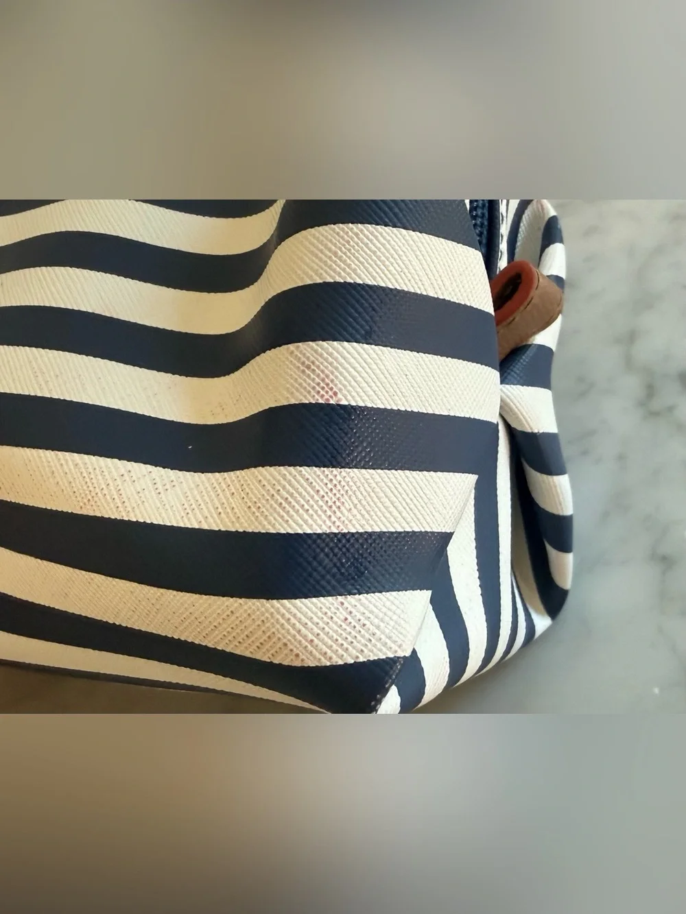 Stella & Dot Navy and White Striped Cosmetic bag/pouch